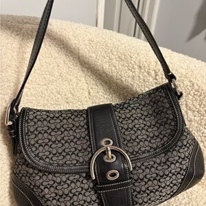 Vintage Coach Large Black Jacquard Soho